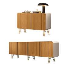 Conjunto Buffets Sala de Estar Benvenuto/Saluti Pés em Aço MDP/MDF Off White/Cinamomo G26 - HB Móveis
