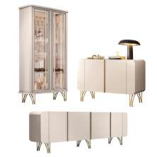 Conjunto Decorativo 1 Cristaleira e 2 Buffets Évora/Saluti/Benvenuto Off White G26 - HB Móveis