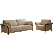 Conjunto Decorativo Poltrona e Sofá 222cm Market Linho Bege G45 - Gran Belo