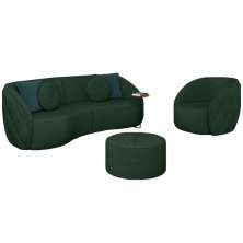 Conjunto Decorativo Sofá 288cm e Poltrona Clarke com Puff Round Veludo Verde G45 - Gran Belo