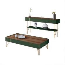 Conjunto Mesa de Centro Cadenza Aparador Vivant Verde Pistache/Castanho G26 - Hb Móveis