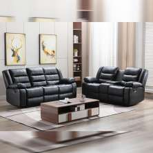 Conjunto Poltronas Sala de Cinema 2 e 3 Lugares Hollywood com Massagem/Aquecimento PU Preto G31 - Gran Belo