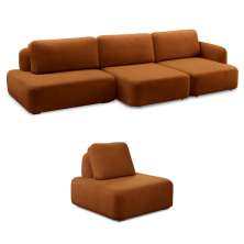 Conjunto Sala de Estar 1 Sofá Retrátil Modulado 342cm e 1 Poltrona Santiago Bouclê Terracota G89 - Gran Belo