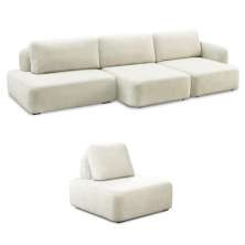 Conjunto Sala de Estar 1 Sofá Retrátil Modulado 372cm e 1 Poltrona Santiago Bouclê Branco G89 - Gran Belo