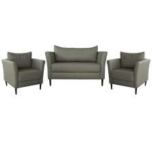 Conjunto Sofá 2 Lugares com 2 Poltronas Pés Palito Lubbock Couro Fendi G58 - Gran Belo