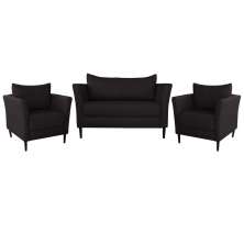 Conjunto Sofá 2 Lugares com 2 Poltronas Pés Palito Lubbock Couro Marrom G58 - Gran Belo