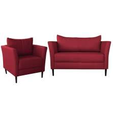 Conjunto Sofá 2 Lugares com Poltrona Pés Palito Lubbock Couro Vermelho G58 - Gran Belo