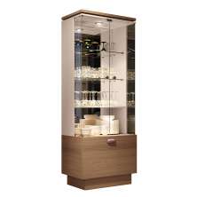 Cristaleira Decorativa Peggy Nicho Adega com LED Portas de Vidro Castanho/Off White G26 - Gran Belo