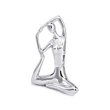 Escultura Decorativa de Yoga em Porcelana 19,5x16x6 Prata G39 - Gran Belo