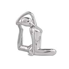 Escultura Decorativa de Yoga em Porcelana 2 Prata G39 - Gran Belo