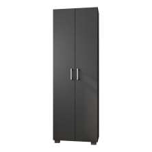 Estante de Livros para Escritório Home Office Portas Grandes Alf Preto Texturizado - Gran Belo