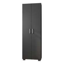 Estante de Livros para Escritório MDP Texturizado Home Office Portas Grandes Alf Preto G47 - Gran Belo