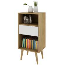 Estante para Escritório Sala de Estar E1715 MDP Natural/Off White G69 - Gran Belo
