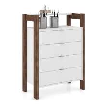 Gaveteiro Armário para Escritório Home Office AZ1012 MDP Branco/Nogal G69 - Gran Belo