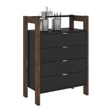 Gaveteiro Armário para Escritório Home Office AZ1012 MDP Preto/Nogal G69 - Gran Belo