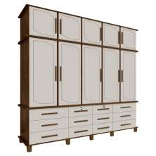 Guarda Roupa 10 Portas e 12 Gavetas Nicolau Malbec/Off White G37 - Gran Belo