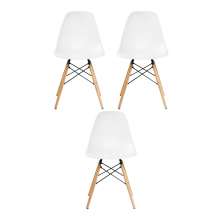 KIT 3 Cadeira Decorativa para Sala e Cozinha Garabit Branco G04 - Gran Belo