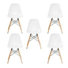 KIT 5 Cadeira Decorativa para Sala e Cozinha Garabit Branco G04 - Gran Belo