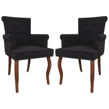 Kit 02 Cadeiras Sala de Jantar Belford Pés Madeira Veludo Preto G48 - Gran Belo