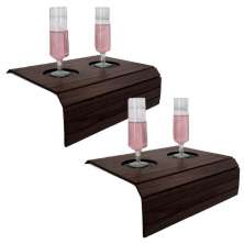 Kit 02 Esteiras Bandeja com Porta Copos para Sofá Tabaco G20 - Gran Belo