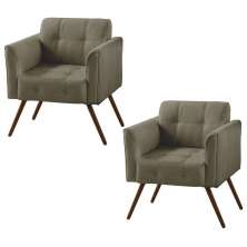 Kit 02 Poltronas Decorativa Bia Couro Fendi G58 - Gran Belo