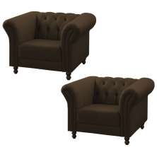 Kit 02 Poltronas Decorativa Maggiore Couro Conhaque G58 - Gran Belo
