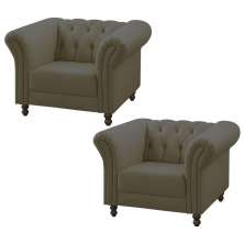 Kit 02 Poltronas Decorativa Maggiore Couro Fendi G58 - Gran Belo