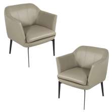 Kit 02 Poltronas Decorativas Rosalie Couro Bege G34 - Gran Belo
