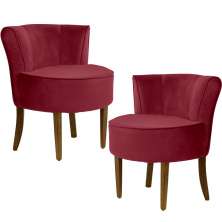 Kit 02 Poltronas Decorativas Sala de Estar Base de Madeira Ayla Veludo Marsala G15 - Gran Belo