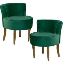Kit 02 Poltronas Decorativas Sala de Estar Base de Madeira Ayla Veludo Verde G15 - Gran Belo
