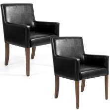 Kit 02 Poltronas Decorativas Sala de Estar Base de Madeira Liverpool Couríssimo Preto - Gran Belo