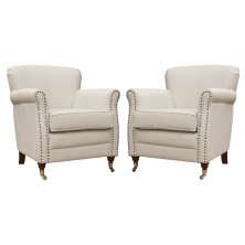 Kit 02 Poltronas Decorativas Sala de Estar Brunei Pés Príncipe Couro Off White G58 - Gran Belo