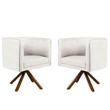Kit 02 Poltronas Decorativas Sala de Estar Giratória Nix Linho Creme G15 - Gran Belo