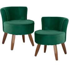 Kit 02 Poltronas Decorativas Sala de Estar Pés de Madeira Ayla Veludo Verde G15 - Gran Belo