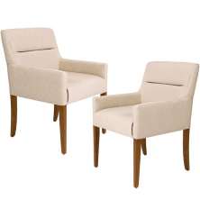 Kit 02 Poltronas Decorativas Sala de Estar Vicenza Algodão Poliéster Bege G15 - Gran Belo
