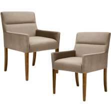 Kit 02 Poltronas Decorativas Sala de Estar Vicenza Veludo Importado Marrom G15 - Gran Belo