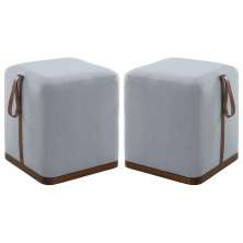 Kit 02 Puff Decorativo Sala de Estar Nurse Cinza Claro G55 - Gran Belo