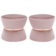 Kit 02 Puffs Decorativo Sala de Estar 45cm Dhaka Veludo Rosê G15 - Gran Belo