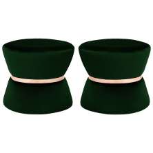 Kit 02 Puffs Decorativo Sala de Estar 45cm Dhaka Veludo Verde G15 - Gran Belo