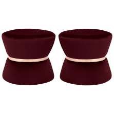 Kit 02 Puffs Decorativo Sala de Estar 45cm Dhaka Veludo Vinho G15 - Gran Belo