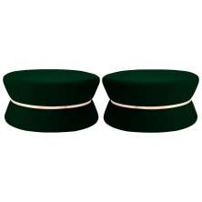 Kit 02 Puffs Decorativo Sala de Estar 95cm Dhaka Veludo Verde G15 - Gran Belo