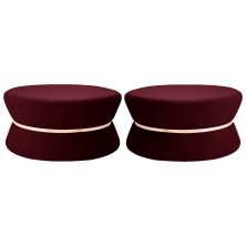 Kit 02 Puffs Decorativo Sala de Estar 95cm Dhaka Veludo Vinho G15 - Gran Belo
