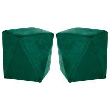 Kit 02 Puffs Decorativo Sala de Estar Blois Veludo Verde G15 - Gran Belo