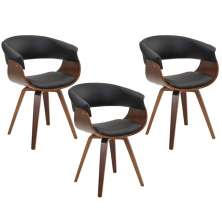 Kit 03 Cadeiras Giratórias Decorativa para Escritório Home Office Ohana PU Sintético Preto G56 - Gran Belo