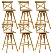 Kit 06 Banquetas Bistrô Gourmet Para Cozinha Blair Base Giratória Oak G04 - Gran Belo