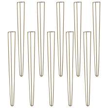 Kit 10 Pés de Metal 90 CM Hairpin Legs Aparador e Mesa de Canto Dourado G41