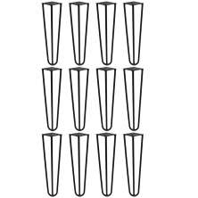 Kit 12 Pés de Metal 25 CM Hairpin Legs Mesas de Centro Puffs Preto G41