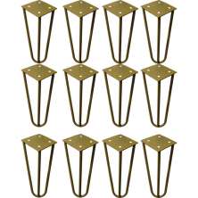 Kit 12 Pés de Metal 25 CM Hairpin Legs Rack e Puffs Dourado G41