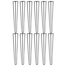 Kit 12 Pés de Metal 60 CM Hairpin Legs Mesa de Canto Aparador Preto G41