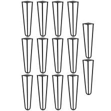 Kit 14 Pés de Metal 25 CM Hairpin Legs Mesas de Centro Puffs Preto G41